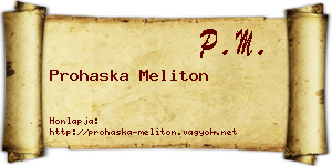 Prohaska Meliton névjegykártya